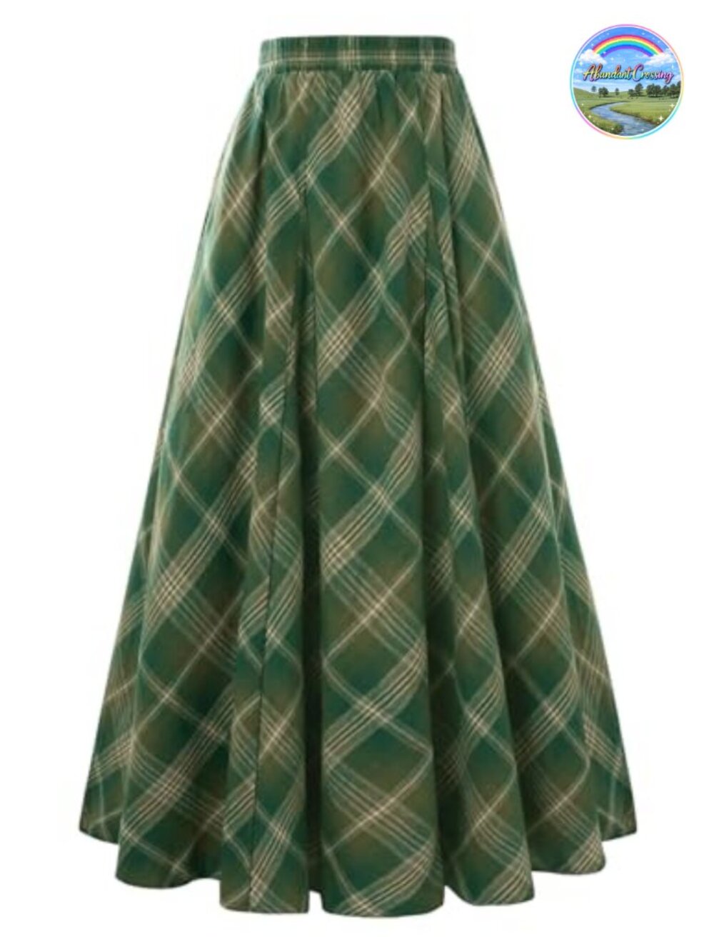 High Waist A Line Maxi Plaid Skirt with Godets